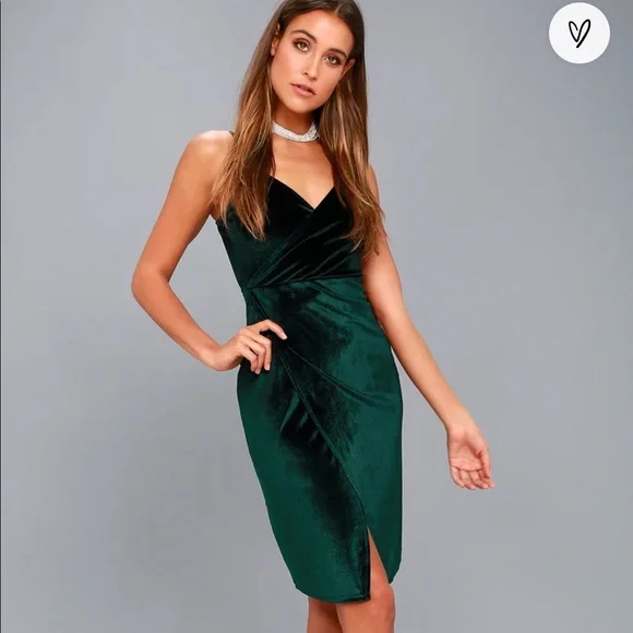 Lulus | Dresses | Lulus Dark Green Velvet Bodycon Wrap Dress | Poshmark Lulus | Dresses | Lulus Dark Green Velvet Bodycon Wrap Dress | Poshmark